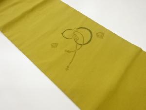 手織り紬瓢箪に将棋駒模様織出し開き名古屋帯（額縁仕立て）